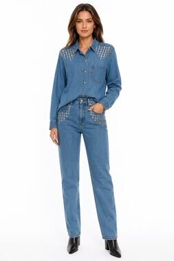 1990s Cache Studded Denim Shirt & Jeans Set USA Matching Set Women’s M/L